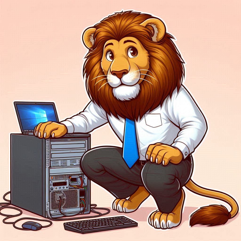Lion working on hardware